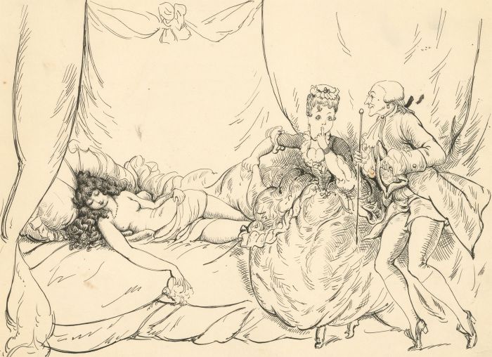 Harold Hope Read (1881-1959) - Pen & Ink Drawing, Intruding on a Sleeping Woman