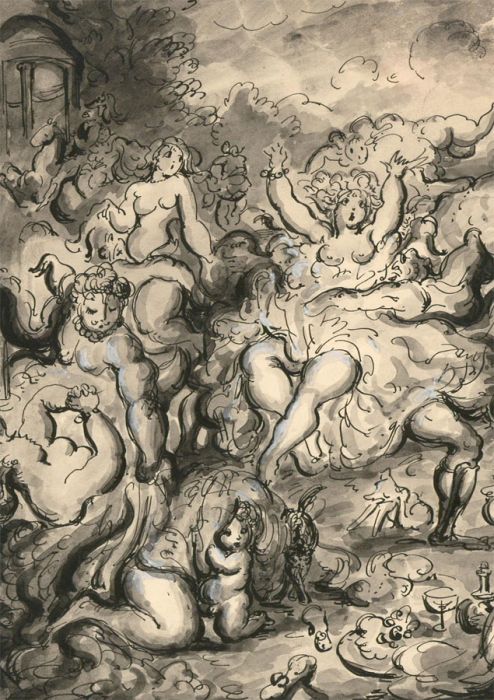 Harold Hope Read (1881-1959) - Pen and Ink Drawing, A Risqué Party