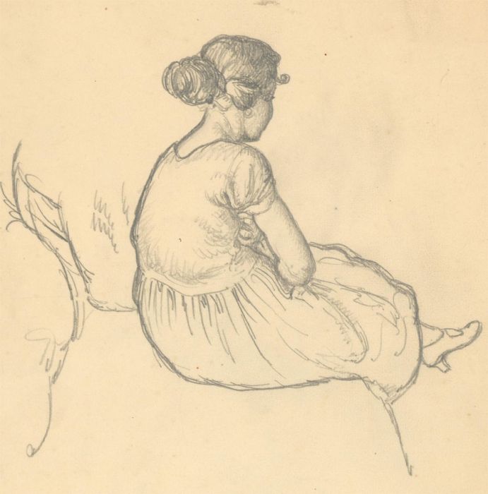 Harold Hope Read (1881-1959) - Graphite Drawing, Study of Hilda Seated