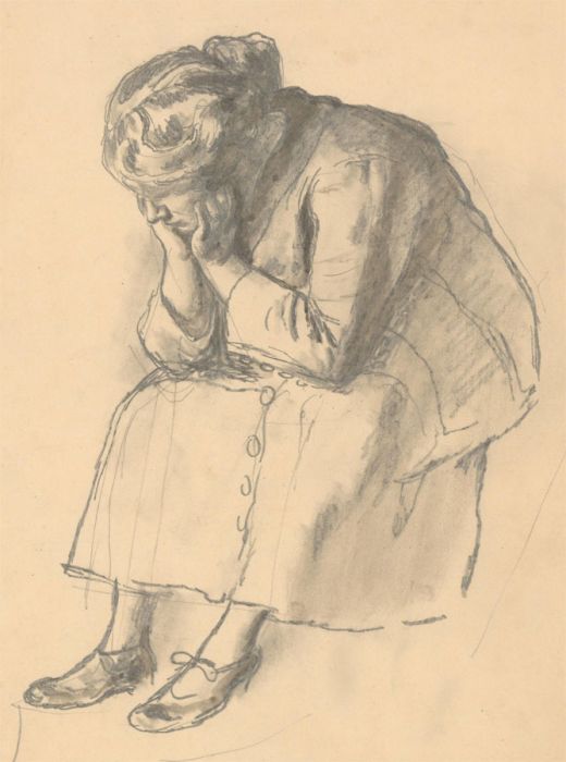 Harold Hope Read (1881-1959) - Graphite Drawing, Hilda in her House Coat