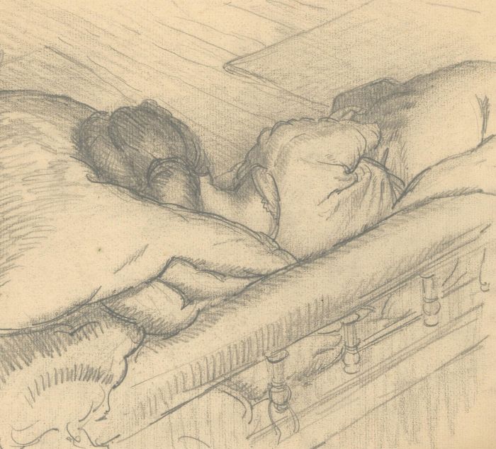 Harold Hope Read (1881-1959) - Graphite Drawing, Interior with Hilda