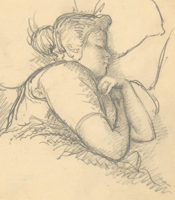 Harold Hope Read (1881-1959) - Graphite Drawing, Hilda Asleep