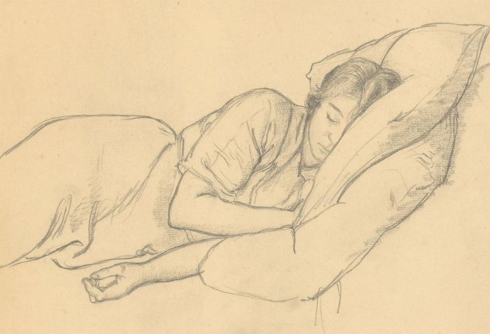 Harold Hope Read (1881-1959) - Graphite Drawing, Study of Sleeping Hilda