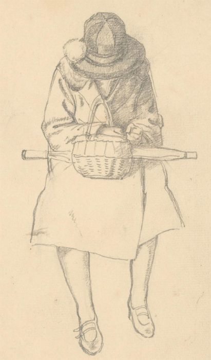 Harold Hope Read (1881-1959) - Set of Two Graphite Drawings, Hilda's Overcoat