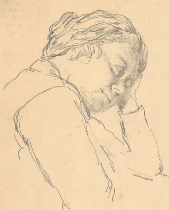 Harold Hope Read (1881-1959) - Graphite Drawing, Hilda Rests Her Head