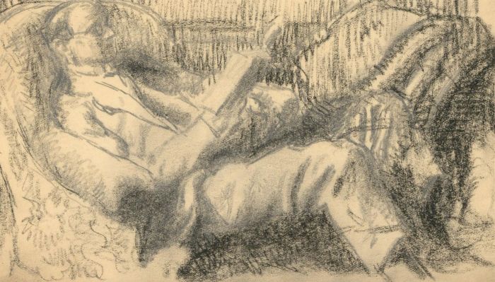 Harold Hope Read (1881-1959) - Set of Two Charcoal Drawings, Hilda and Harold