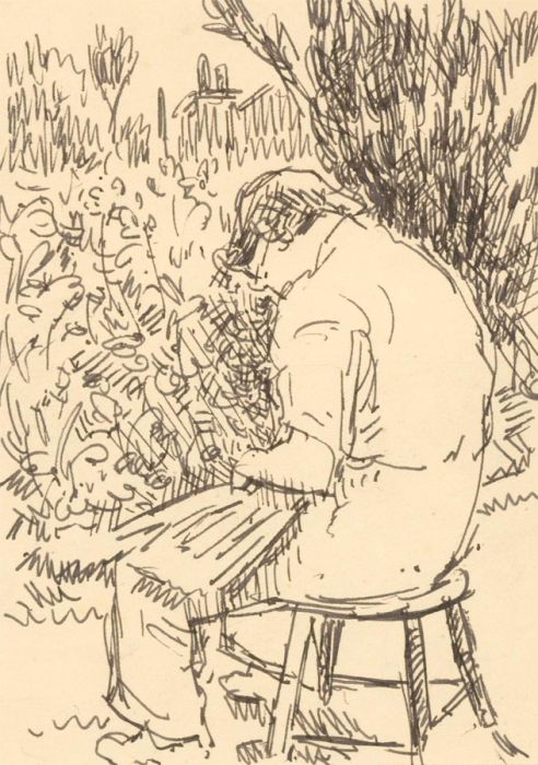 Harold Hope Read (1881-1959) - Pen and Ink Drawing, In the Garden
