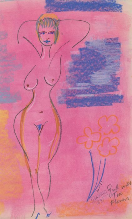 Anthony Barnard Harris (b.1939) - 1987 Pastel, June with Two Flowers