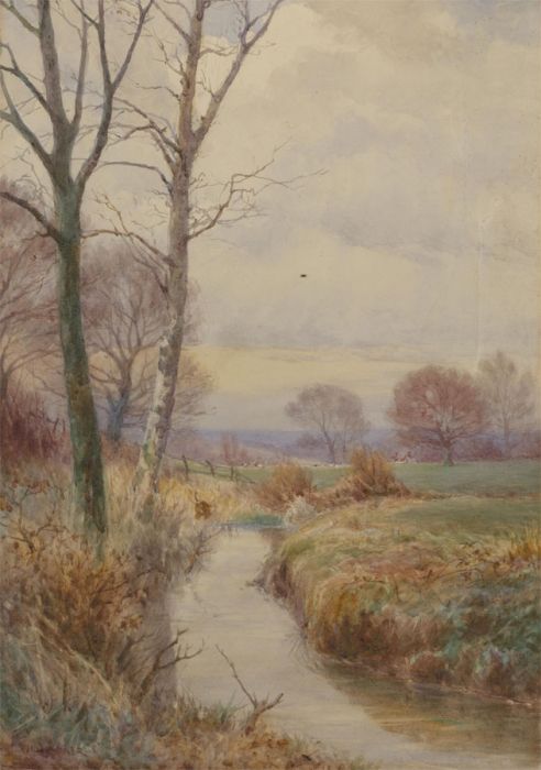 Frank H Walker (fl. c. 1886-1907) - Signed Watercolour, Fox Hunt Over a River