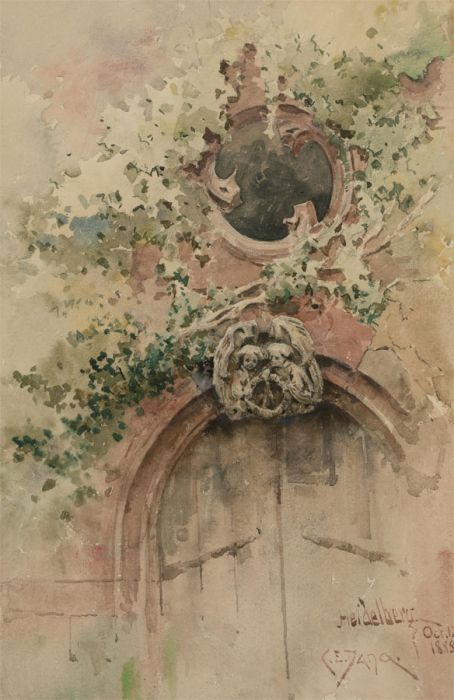 Charles Edmund Dana (1843-1914) - Signed 1888 Watercolour, Study at Heidelberg