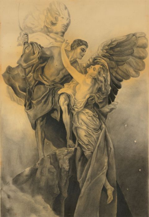 Kathleen Rumsey After Herbert Draper - 1905 Charcoal, Day and the Dawn Star