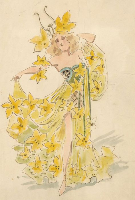 A.P. - circa 1906 Watercolour, Costume Design, Flower Fairy