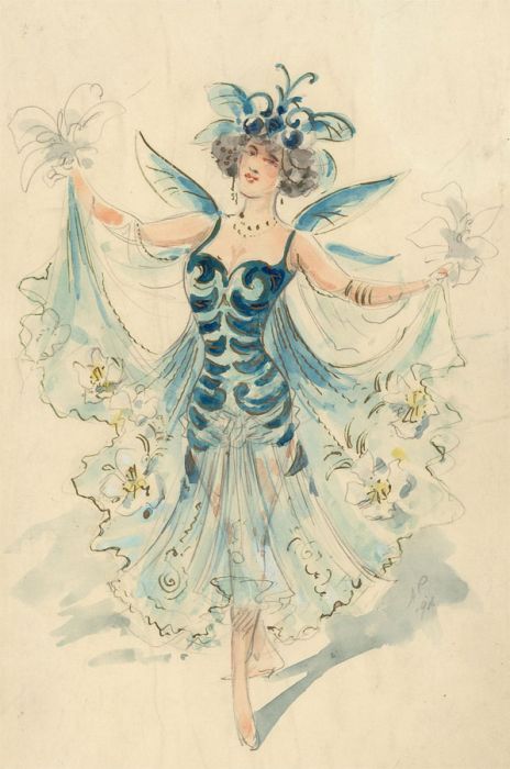 A.P. - 1906 Watercolour, Costume Design, Fairy Queen