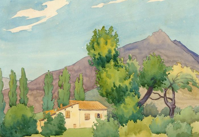 Ernest Fedarb NS (1905-2005) - 1931 Watercolour, Continental Villa in Landscape