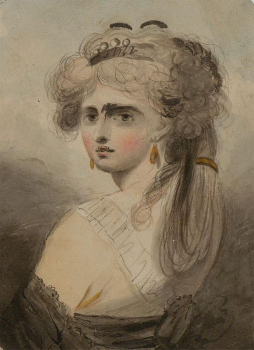 Miniature Early 19th Century Watercolour - Portrait of an Elegant Lady