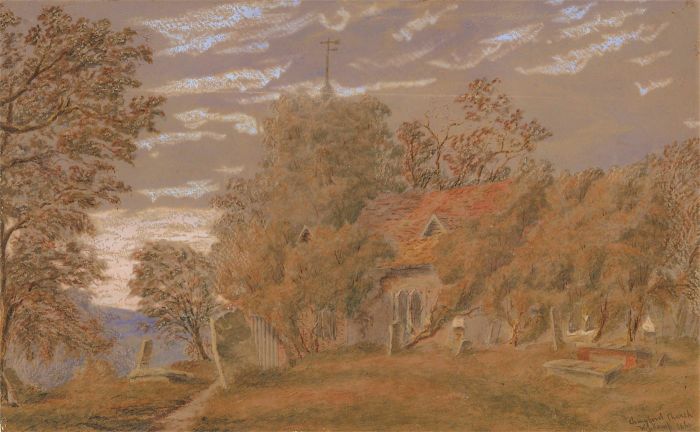 W. J. Kemp - 1860 Watercolour, Chingford Church, London