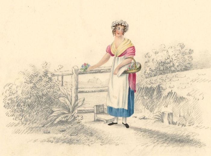 Sarah Ann Newell - Early 19th Century Watercolour Miniature, Lady with Flowers