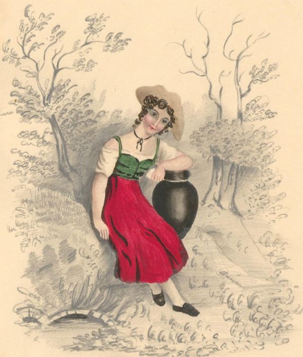 Early 19th Century Watercolour Miniature - Portrait of a Lady in Red