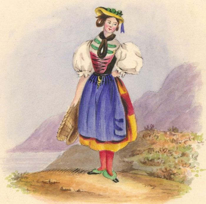 Sarah Ann Newell - 1837 Watercolour Miniature, Lady in Traditional Dress