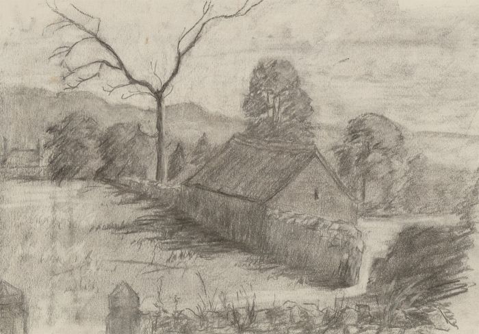 Mary Pierce - 20th Century Charcoal Drawings, Rural Landscape Studies
