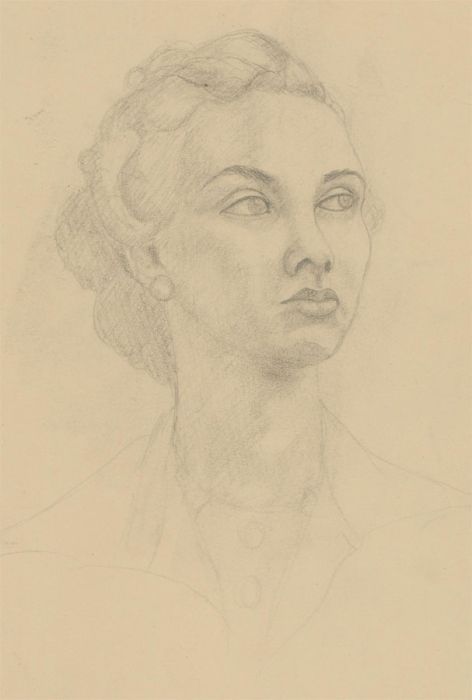 Mary Pierce - 20th Century Graphite Drawing, Woman with a Pearl Earring