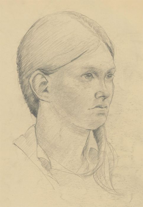 Mary Pierce - Double Sided 20th Century Graphite Drawing, The Young Woman