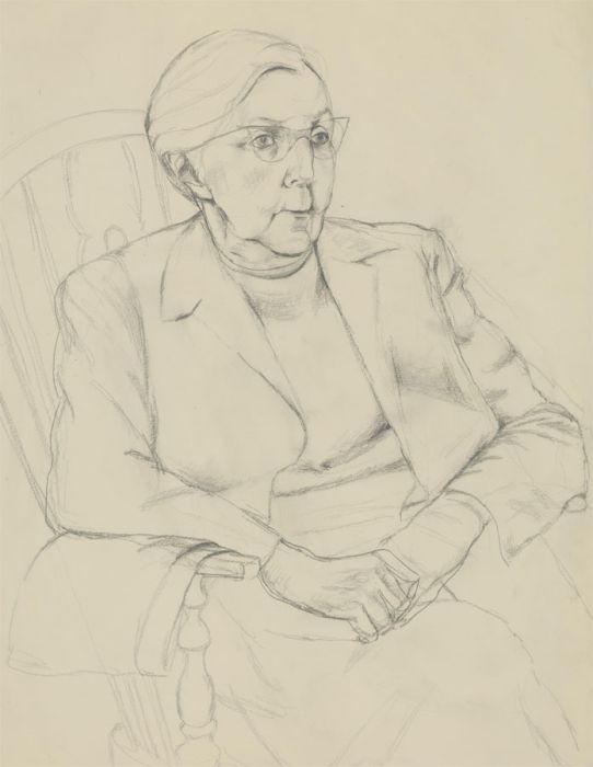 Mary Pierce - 20th Century Graphite Drawing, Portrait of an Elderly Woman