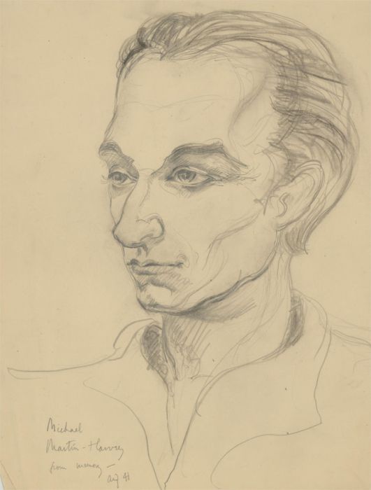 1941 Graphite Drawing - Portrait of Michael Martin Harvey