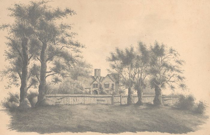 1833 Graphite Drawing - View of Hockly House, Essex