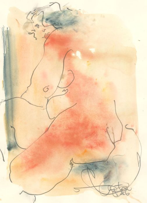 Inge Clayton FRSA (1942-2010) - 1986 Watercolour, Female Nude