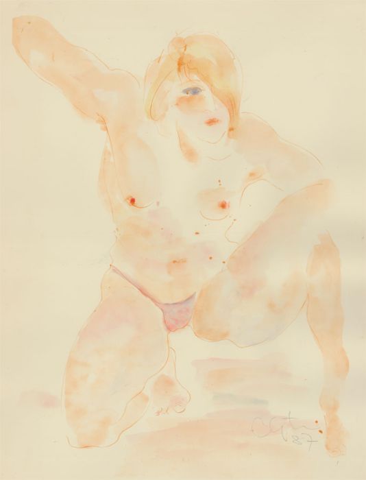Inge Clayton FRSA (1942-2010) - Signed 1987 Digital Print, Crouching Woman