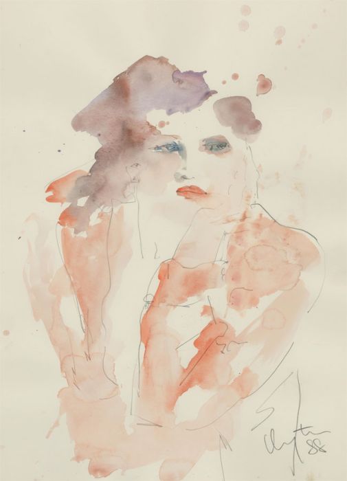 Inge Clayton FRSA (1942-2010) - Signed 1988 Watercolour, Portrait of a Woman