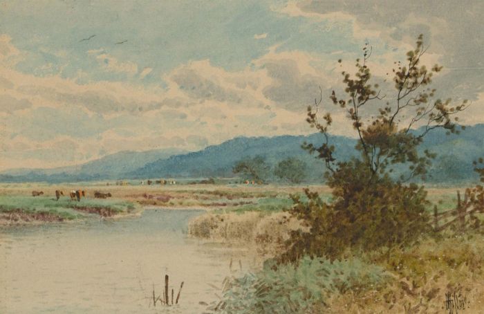 Henry Hilton (fl.1987-1888) - Late 19th Century Watercolour, Marsh Landscape