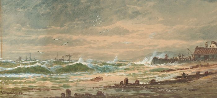 T. Mortimer - Signed 1880 Watercolour, Stormy Seascape