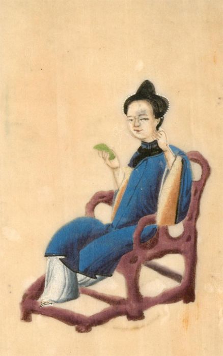 Pair of  Chinese 19th Century Gouaches on Pith Paper
