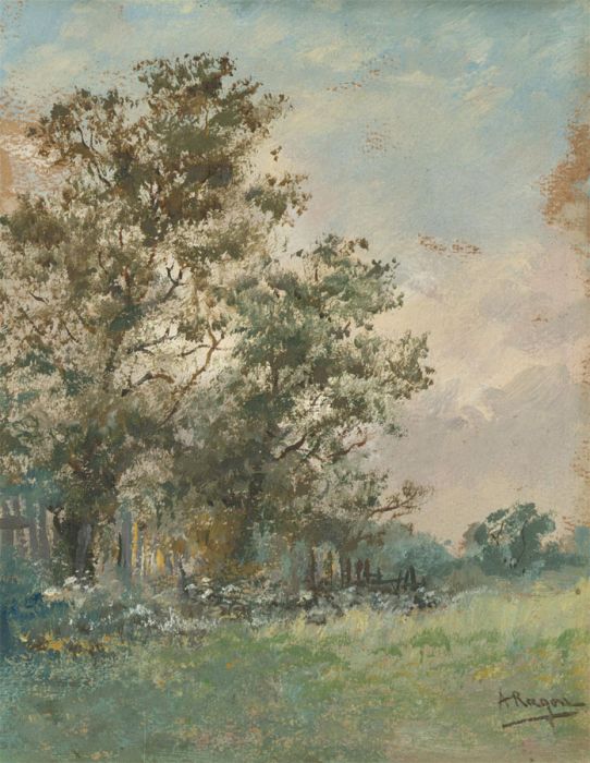 Adolphe Ragon (1847–1924) - Signed 19th Century Oil, Landscape with Trees