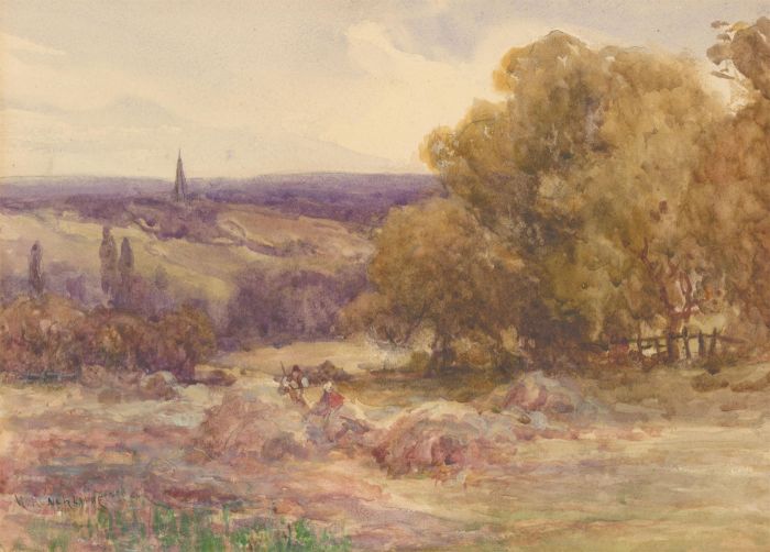 M. Hinchliffe - Late 19th Century Watercolour, Harvesting