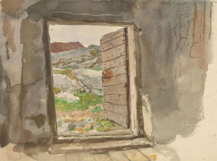 Alfred William Strutt (1856-1924) - Signed Watercolour, Rural Cottage Interior