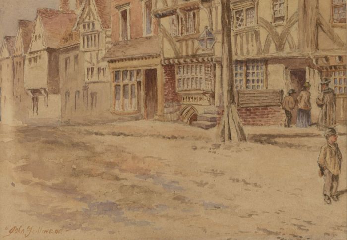 John Fullwood - Signed Watercolour, Village Street Scene