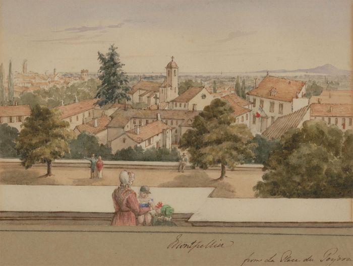 Late 19th Century Watercolour - Montpellier View from Place du Peyrou