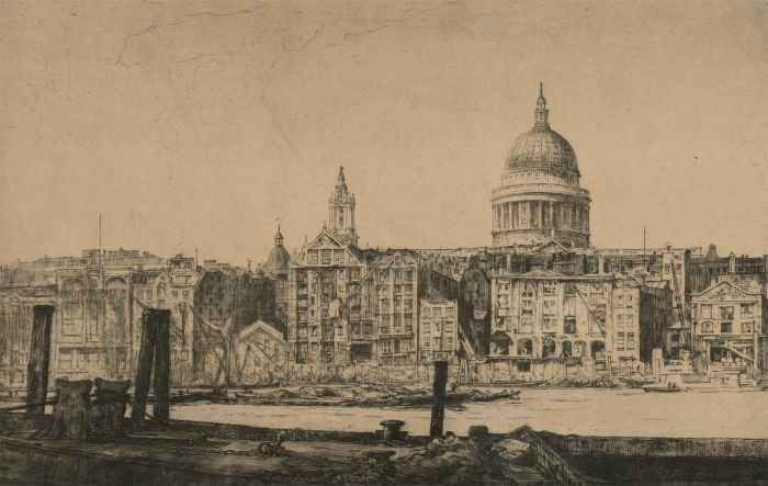 William Palmer Robins (1882-1959) - 1929 Etching, St. Pauls from Bankside