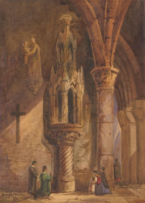 Brough Maltby (1826-1894) - Set of Two 1872 Watercolours, Cathedral Interiors