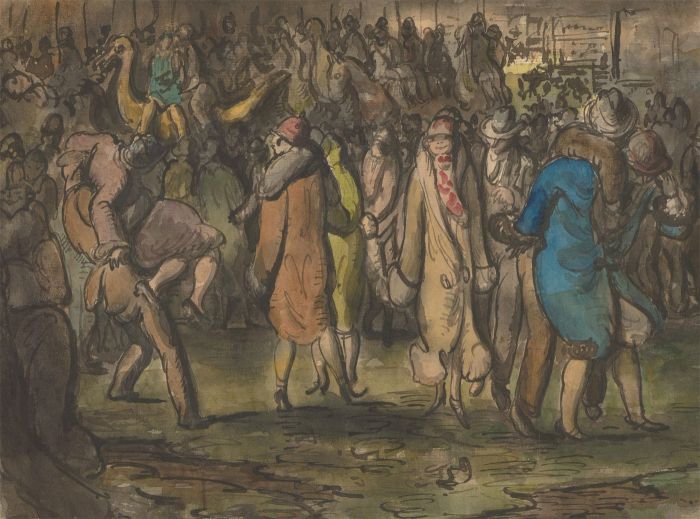 Harold Hope Read (1881-1959) - Watercolour, Fair Ground Commotion
