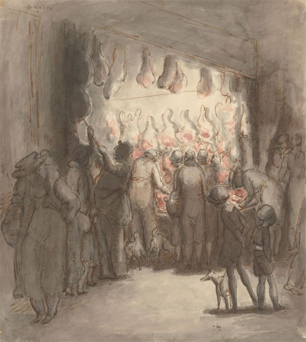 Harold Hope Read (1881-1959) - Signed 1925 Pen and Ink Drawing, Meat Market