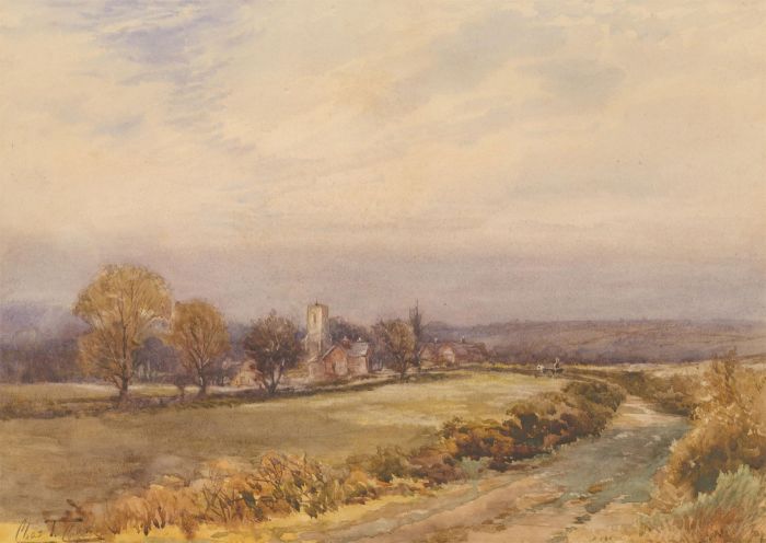 Charles T. Cox (act. 1914) - 1894 Watercolour, View of Drayton Bassett