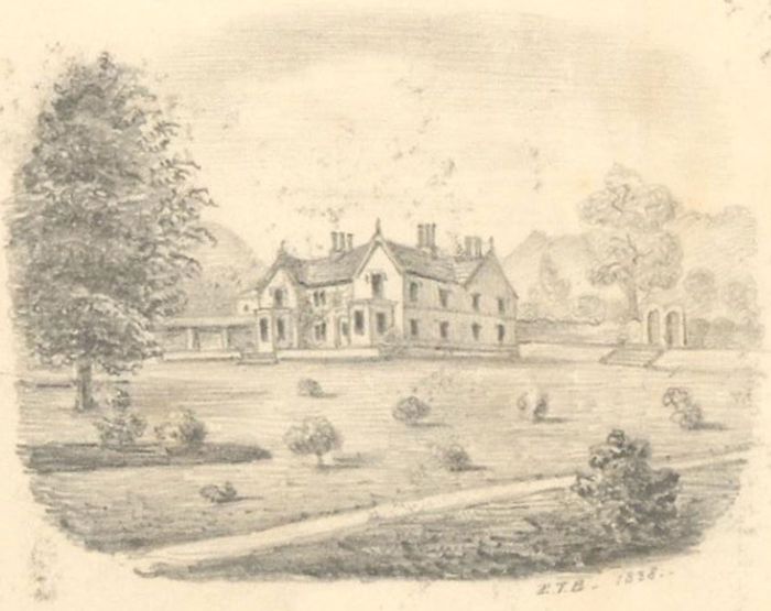 E.T. Billhouse - Set of Three 1838 Graphite Drawings, Miniature Estate Studies