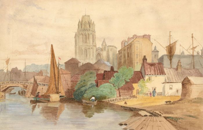Late 19th Century Watercolour - Harbourside Scene