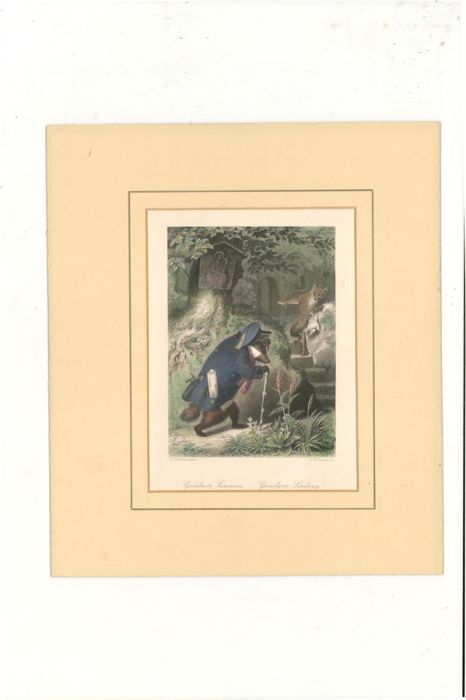A.H Payne - Late 19th Century Hand Coloured Book Plate, Grimbart's Summons
