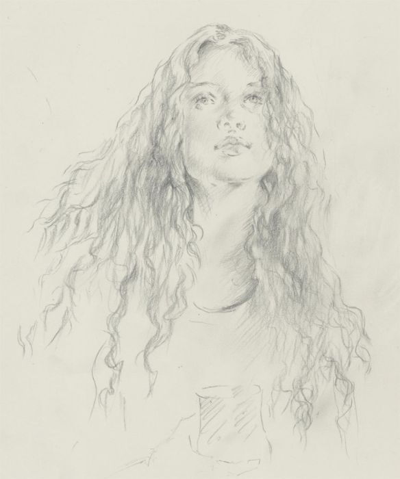 Franco Matania (1922-2006) - c.1990 Graphite Drawing, Portrait of a Girl