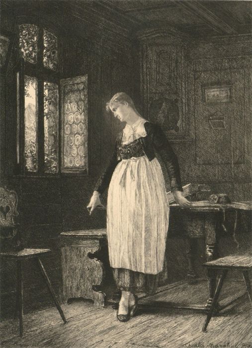 Charles François Marchal - 19th Century Etching, Young Lady